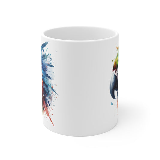 Colorful Macaw Mug, Tropical Bird Coffee Cup, Parrot Tea Mug, Exotic Bird Gift, 11oz Ceramic Mug