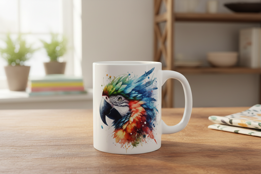 Colorful Macaw Mug, Tropical Bird Coffee Cup, Parrot Tea Mug, Exotic Bird Gift, 11oz Ceramic Mug